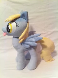 Size: 1936x2592 | Tagged: safe, artist:planetplush, derpibooru import, derpy hooves, pony, cute, irl, photo, plushie, silly, solo, tongue out