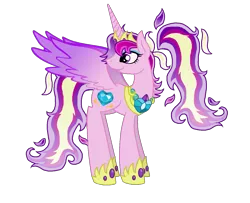 Size: 1361x1107 | Tagged: artist:starryoak, derpibooru import, ethereal mane, jewelry, looking back, older, ponytail, princess cadance, safe, simple background, smiling, solo, transparent background, ultimate cadance, vector