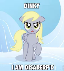 Size: 600x663 | Tagged: safe, artist:danshive, derpibooru import, derpy hooves, pegasus, pony, floppy ears, i am disappoint, image macro, meme, raised hoof, solo, son i am disappoint, underp