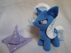 Size: 800x600 | Tagged: safe, artist:planetplush, derpibooru import, trixie, pony, unicorn, cape, clothes, female, filly, hat, irl, mare, photo, plushie, solo, trixie's cape, trixie's hat