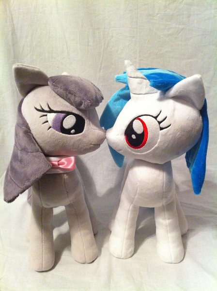 Size: 1936x2592 | Tagged: safe, artist:planetplush, derpibooru import, octavia melody, vinyl scratch, pony, female, implied lesbian, implied scratchtavia, implied shipping, irl, lesbian, nuzzling, photo, plushie, scratchtavia, shipping