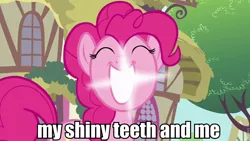 Size: 960x540 | Tagged: a friend in deed, chip skylark, cleanest teeth in equestria, derpibooru import, edit, edited screencap, image macro, pinkie pie, safe, screencap, song, teeth, the fairly oddparents