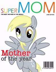 Size: 550x700 | Tagged: safe, derpibooru import, derpy hooves, pegasus, pony, barcode, best mom ever, equestria's best mother, female, magazine, mare, parody, rearing, simple background, spread wings, wat, white background, wings