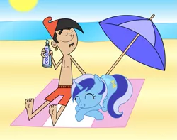 Size: 825x650 | Tagged: artist:jdan-s, barefoot, beach, chip skylark, crossover, derpibooru import, feet, minuette, safe