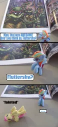 Size: 602x1296 | Tagged: artist:death-driver-5000, comic, comic book, derpibooru import, dialogue, donatello, fluttershy, idw, leonardo, michelangelo, rainbow dash, raphael, safe, teenage mutant ninja turtles, text