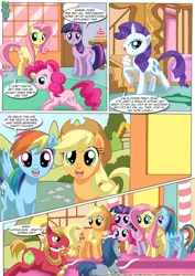 Size: 1024x1447 | Tagged: safe, artist:bbmbbf, derpibooru import, applejack, big macintosh, fluttershy, pinkie pie, rainbow dash, rarity, twilight sparkle, oc, earth pony, pony, comic:pinky's porntastic party, equestria untamed, comic, male, palcomix, stallion