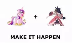 Size: 1008x600 | Tagged: all caps, derpibooru import, exploitable meme, iris (pokémon), make it happen, meme, meta, pokémon, princess cadance, safe
