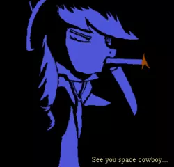 Size: 514x493 | Tagged: applejack, cigarette, cowboy bebop, derpibooru import, /mlp/, safe, see you space cowboy, space cowboy