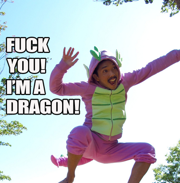 Size: 591x600 | Tagged: artist:votemayhem, caption, cosplay, derpibooru import, fuck you i'm a dragon, human, image macro, irl, irl human, mexican't, photo, safe, solo, spike, vulgar