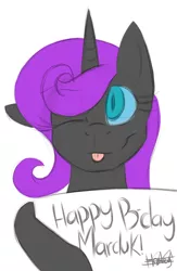 Size: 626x960 | Tagged: derpibooru import, happy birthday, marduk kirck, oc, oc:nyx, safe, unofficial characters only