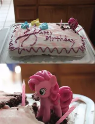 Size: 500x652 | Tagged: safe, derpibooru import, pinkie pie, pony, birthday, birthday cake, cake, candle, food, happy birthday, irl, nom, photo, toy