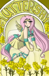 Size: 1310x2000 | Tagged: artist:dawnrie, clothes, derpibooru import, dress, eared humanization, flower, fluttershy, humanized, safe, sailor moon, sailor scout, sailor uniform, solo, tailed humanization, winged humanization