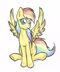 Size: 500x600 | Tagged: artist:junkyardgypsy, derpibooru import, magical lesbian spawn, oc, offspring, parent:fluttershy, parent:rainbow dash, parents:flutterdash, safe, simple background, solo, unofficial characters only, white background