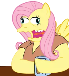 Size: 1000x1100 | Tagged: safe, artist:stabzor, derpibooru import, fluttershy, pegasus, pony, barney gumble, beer, burp, crossover, derp, female, funny, funny as hell, mare, photoshop, the simpsons, wavy mouth