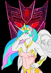 Size: 500x708 | Tagged: anthro, artist:quicktron, derpibooru import, hoers, princess celestia, safe, solo, transformers, wat