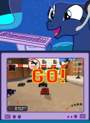 Size: 563x769 | Tagged: safe, derpibooru import, princess luna, pony, gamer luna, exploitable meme, gamer meme, meme, obligatory pony, pc game, re-volt, tv meme