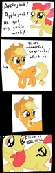 Size: 319x1000 | Tagged: apple bloom, applejack, comic, communism, cutie mark, derpibooru import, edit, hilarious in hindsight, safe