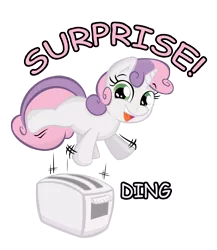 Size: 2422x2795 | Tagged: safe, artist:joey darkmeat, artist:sintakhra, derpibooru import, sweetie belle, pony, unicorn, cute, diasweetes, female, filly, high res, simple background, solo, toaster, transparent background
