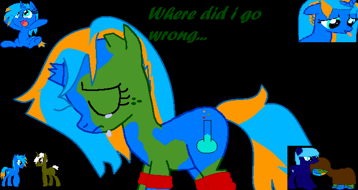 Size: 710x378 | Tagged: artist needed, safe, derpibooru import, oc, unofficial characters only, pony, unicorn, broken horn, crying, eyes closed, female, horn, male, mare, stallion, tongue out