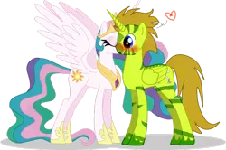 Size: 900x596 | Tagged: safe, derpibooru import, princess celestia, oc, alicorn, pony, alicorn oc, canon x oc