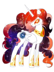 Size: 900x1200 | Tagged: safe, artist:celestialess, derpibooru import, oc, unofficial characters only, alicorn, bat pony, bat pony alicorn, pony, alicorn oc, bracelet, ethereal mane, galaxy, galaxy mane, glowing eyes, jewelry, quasar sunder, simple background, transparent background