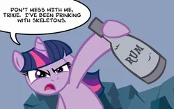 Size: 900x563 | Tagged: alcohol, artist:pixelkitties, derpibooru import, drunk, drunk twilight, hellboy, parody, rum, safe, twilight sparkle