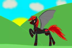 Size: 900x600 | Tagged: safe, derpibooru import, oc, unofficial characters only, alicorn, bat pony, bat pony alicorn, pony, alicorn oc, ms paint, red and black oc, solo