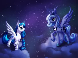 Size: 800x601 | Tagged: safe, artist:shinepawpony, derpibooru import, princess luna, oc, alicorn, pony, alicorn oc, cloud, cloudy, night sky, s1 luna