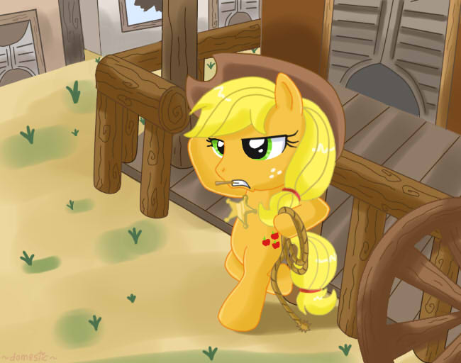 Size: 650x512 | Tagged: safe, artist:domestic-hedgehog, derpibooru import, applejack, earth pony, pony, solo