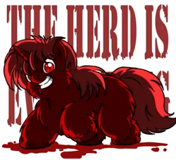 Size: 660x600 | Tagged: artist:marcusmaximus, blood, derpibooru import, fluffy pony, fluffy pony grimdark, grimdark, maroon