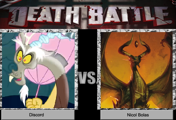 Size: 727x498 | Tagged: death battle, derpibooru import, discord, magic the gathering, meta, nicol bolas, planeswalker, safe