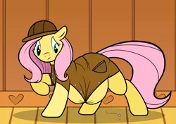 Size: 3903x2755 | Tagged: artist:envy, artist:jesseorange, derpibooru import, fat, fattershy, fluttershy, hat, high res, popped button, raincoat, safe, wardrobe malfunction