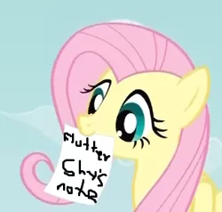 Size: 324x309 | Tagged: derpibooru import, exploitable meme, fluttershy, fluttershy's note meme, meme, note, safe, solo