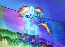 Size: 1152x840 | Tagged: artist:hatecreation, clothes, crystallized, derpibooru import, ponytail, rainbow dash, safe, socks, solo, striped socks