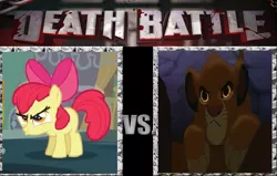 Size: 727x461 | Tagged: adorable face, apple bloom, cute, death battle, derpibooru import, meta, safe, simba, the lion king