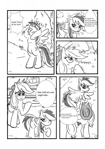 Size: 905x1280 | Tagged: questionable, artist:kyokimute, derpibooru import, applejack, rainbow dash, earth pony, pegasus, pony, comic:cider showers, anus, comic, female, lesbian, mare, monochrome, nudity, simplistic anus