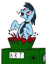 Size: 357x487 | Tagged: artist needed, grimdark, derpibooru import, oc, unofficial characters only, pony, blood, crying, death, necktie, solo