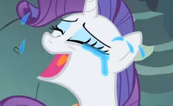 Size: 516x315 | Tagged: a dog and pony show, crying, derpibooru import, edit, edited screencap, inverted mouth, marshmelodrama, rarity, safe, screencap, tears of joy