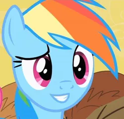 Size: 620x597 | Tagged: safe, derpibooru import, edit, screencap, rainbow dash, pony, over a barrel, bust, cropped, desert, female, inverted mouth, mare, portrait