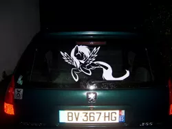 Size: 2576x1932 | Tagged: artist:sapphirewondershine, car, decal, derpibooru import, france, irl, itasha, peugeot, peugeot 306 sw, photo, safe