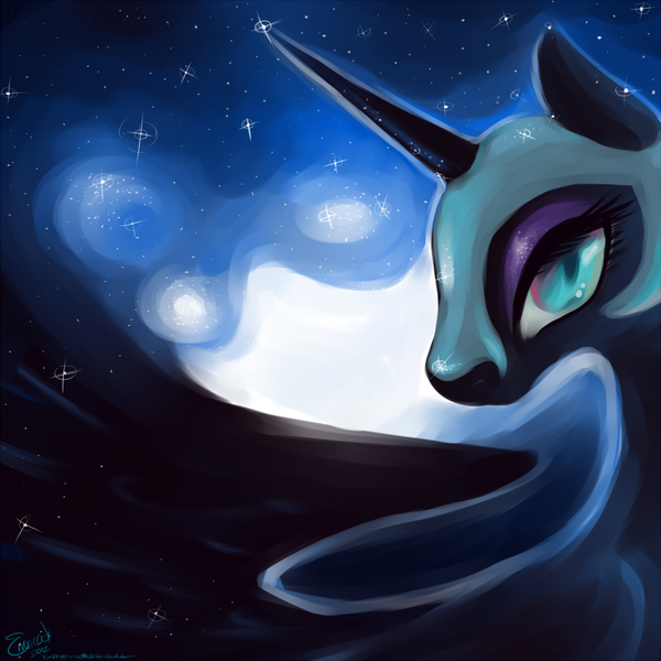 Size: 900x900 | Tagged: safe, artist:fantaprime, derpibooru import, nightmare moon, alicorn, pony, bust, female, mare, profile, solo