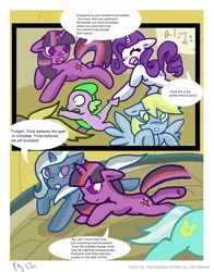 Size: 2502x3198 | Tagged: safe, artist:for-the-plot, derpibooru import, derpy hooves, lyra heartstrings, rarity, spike, trixie, pegasus, pony, comic, female, for the plot, high res, mare
