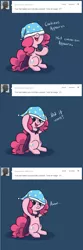 Size: 1000x2999 | Tagged: artist:maplesunrise, ask, ask snuggle pie, cape, clothes, comic, derpibooru import, hat, nightcap, pinkie pie, safe, solo, tumblr