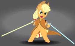 Size: 6323x3918 | Tagged: applejack, artist:obi-wan-kepony, crossover, derpibooru import, jedi, lightsaber, safe, star wars