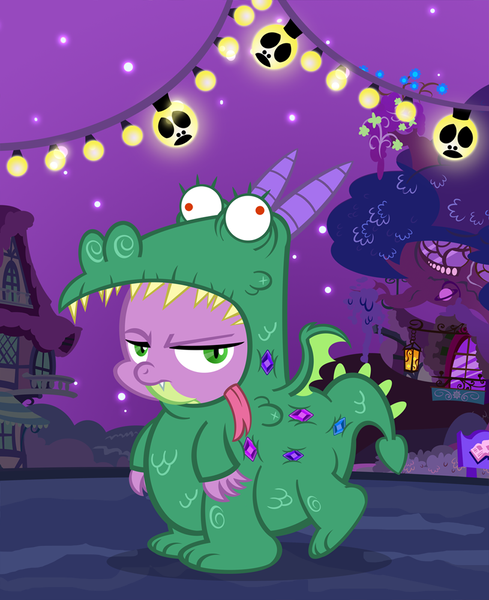 Size: 815x1000 | Tagged: artist:pixelkitties, costume, crackle, derpibooru import, dragon, nightmare night, safe, spike