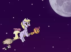 Size: 900x659 | Tagged: artist:gogglesparks, derpibooru import, dinky hooves, moon, ruby pinch, safe, scootaloo, space