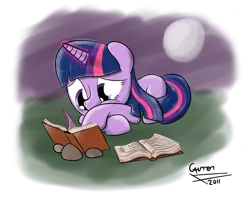 Size: 1500x1200 | Tagged: artist:caumen, book, derpibooru import, reading, safe, twilight sparkle