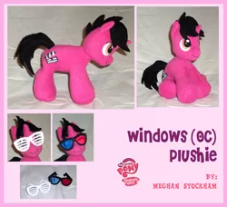 Size: 1466x1338 | Tagged: 3d glasses, artist:puffcloud, derpibooru import, irl, oc, oc:windows, photo, plushie, safe, shutter shades, solo, unofficial characters only