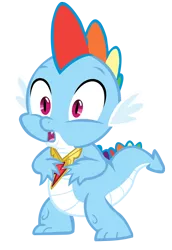 Size: 614x892 | Tagged: artist:durpy, derpibooru import, dragon, element of loyalty, male, new rainbow dash, palette swap, rainbow dash, recolor, safe, simple background, solo, spike, the return of harmony, transparent background, vector