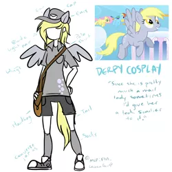 Size: 1000x1000 | Tagged: artist:nightfawn, artist:rostillhet, bag, converse, cosplay, derpibooru import, derpy hooves, design, eared humanization, fluttershy, flying, hat, humanized, no face, rainbow dash, safe, simple background, tailed humanization, winged humanization